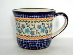Ægte Polsk Keramik Krus, 0,5 L, Håndlavet og Håndmalet.
Mønster "Blomster Mosaik"