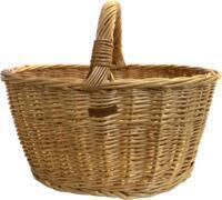vampekurv i naturligt pileflet med solid hank, perfekt til svampeplukning og hverdagsbrug.