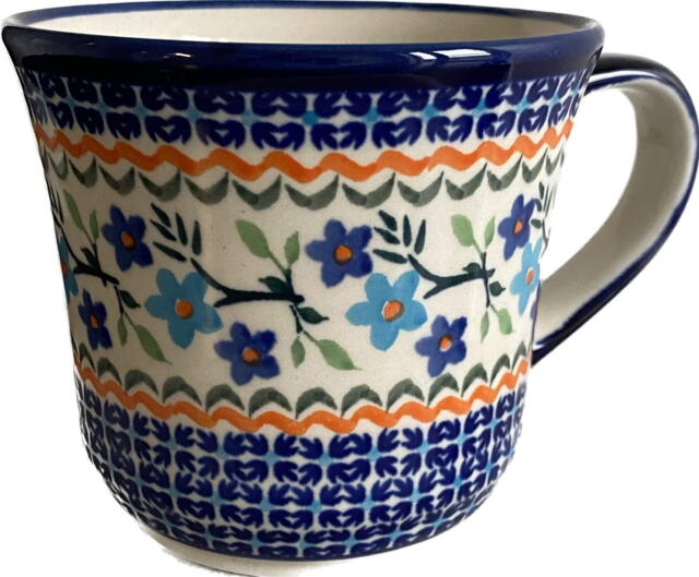 Ægte Polsk Keramik Krus, 0,5 L, Håndlavet og Håndmalet.
Mønster "Blomster Mosaik"