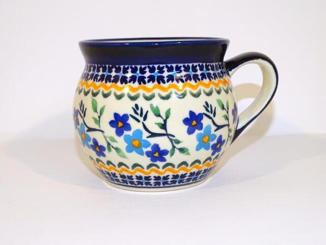 Ægte Polsk Keramik Krus 30 cl.
Håndlavet og Håndmalet
Mønster "Blomster Mosaik"