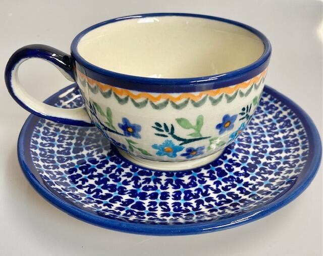 Ægte Polsk Keramik - kop
Håndlavet og Håndmalet
Mønster "Blomster Mosaik"