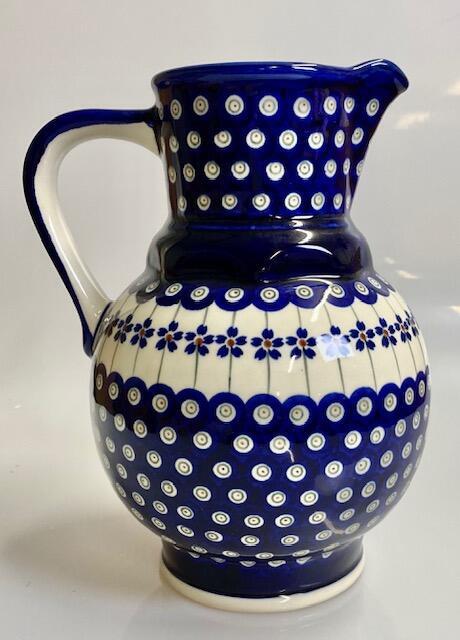 Ægte Polsk Keramik. Kande 1,75 L
Håndlavet og Håndmalet
Mønster "Påfugle Øjne"
