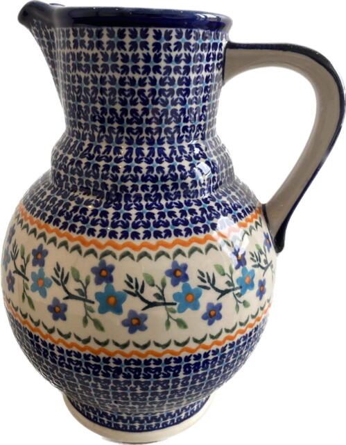 Ægte Polsk Keramik. Kande 1,75 L
Håndlavet og Håndmalet
Mønster "Blomster Mosaik"