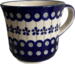 Ægte Polsk Keramik Krus 0,5 L. Håndlavet og Håndmalet.
Mønster "Påfugle Øjne"